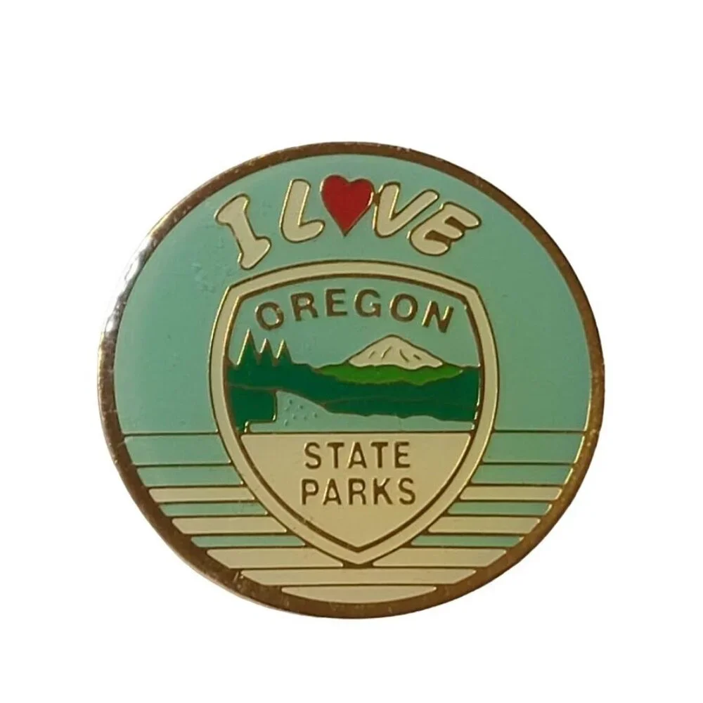 Vintage I Heart Love Oregon State Parks Lapel Pin - Picture 1 of 6